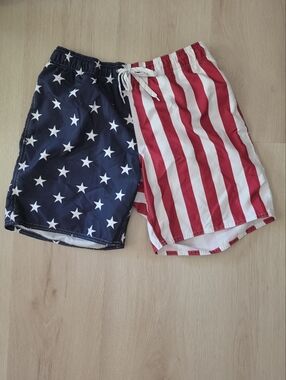 Mens Patriotic Drawsring Swim Trunks